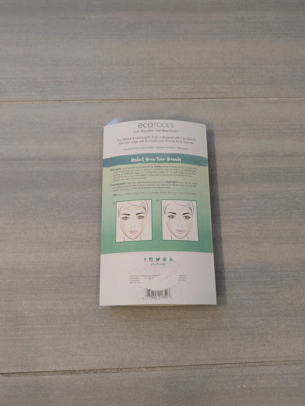 ecotools Duo Define & Highlight Brush Set - Teal and Natural Wood